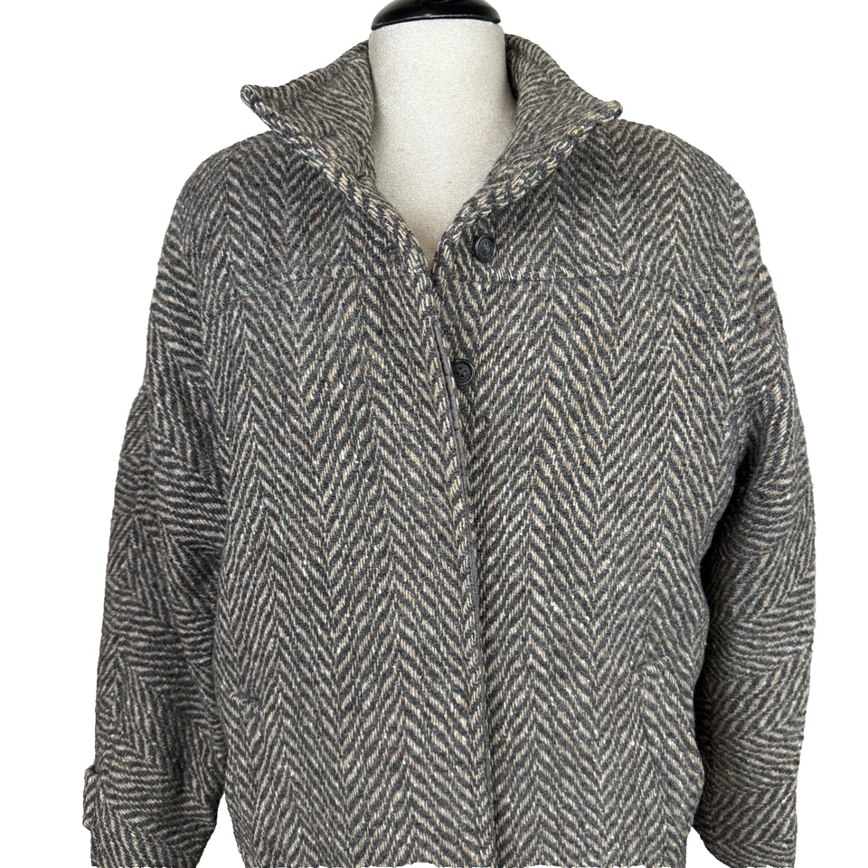 Chaqueta de Colección Eddie Bauer Para Mujer Talla M Gris Espiga Lana Plumón de Ganso Abrigo Abombado Foto 3 de 4