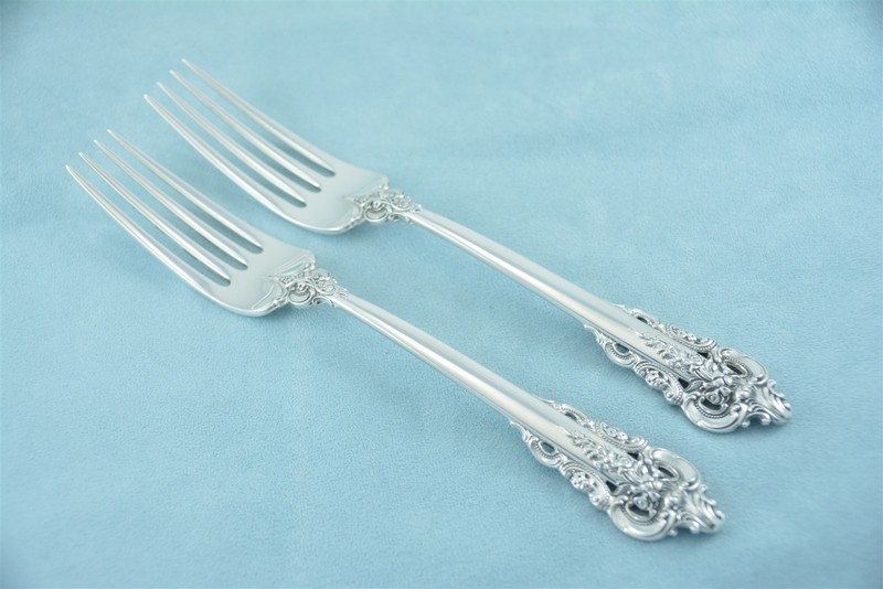 2 Wallace Grande Baroque Sterling Silver 7-1/2" Dinner Fork No Monogram