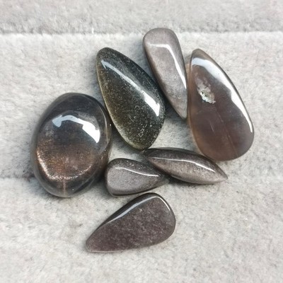 Natural Silver Obsidian Cabochon Lot Loose gemstone For Jewelry 7 Pcs