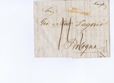 Vorphila Lombardo-Wenecja Składany list z czerwonym stemplem 1840 TRIEST-Bolonia