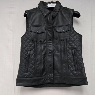 Speed & Strength Leather Motorcycle Club Vest Black Large *CLOSEOUT Was $169.95*
