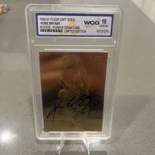 1996-97 Fleer 23kt Gold Kobe Bryant - Rookie - Purple Signature; WCG Gem Mint 10
