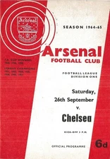 Football Programme ARSENAL v CHELSEA Sept 1964