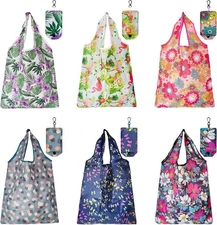 6 Pcs Reusable Shopping Bags, Foldable Grocery Bags in Pocket, Eco-friendly... 