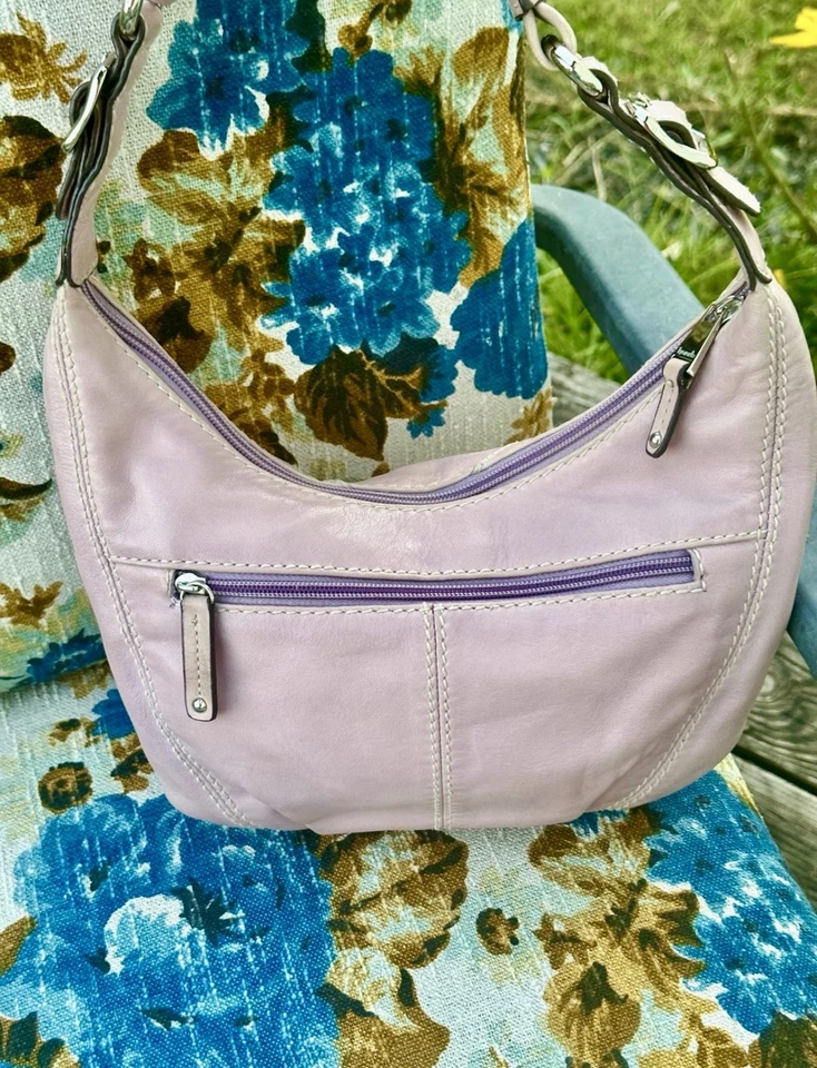 Hermoso Bolso de Hombro Tignanello Cuero Lila Baguette Boho Foto 4 de 4