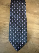 Lauren Ralph Lauren Mens Silk Tie Black Purple Paisley Hand Finished USA Made