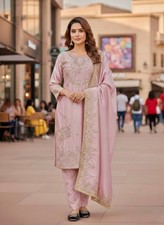 Stunning Designer Natural Silk Top Palazzo With Dupatta For Women  Girls