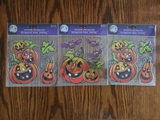 X3-HALLOWEEN WINDOW CLINGS-2 SAME STYLE, 1 DIFFERENT-ALL PUMPKINS- NEW