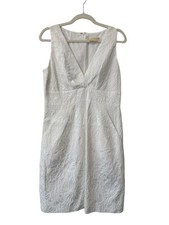Michael Kors Italy Dress Size 8 Floral Textured Shift White Minimalist Cocktail