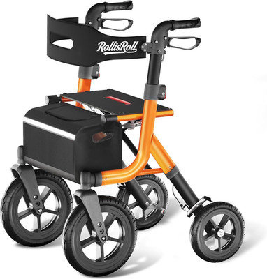 Walkers for Seniors, Rollator Walker with Seat, 12'' Big Rubber Wheels All Terrai