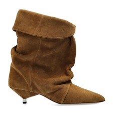 Kapxumo Women's Suede Ankle Boots Kitten Heel Pointed Toe Slouchy Fold Boots...