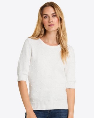 Draper James S/S Lightweight Popcorn Sweater - SZ XL IVORY NWT