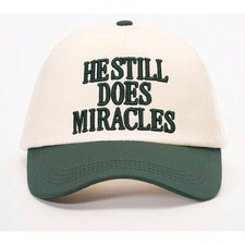 (F) "He Still Does Miracles" Cream & Olive Green Hat