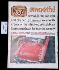1957 SIMONIZ VISTA NEW TURBO-WHIPPED CAR WAX Chevy Hood Waxed  Print Ad 51321