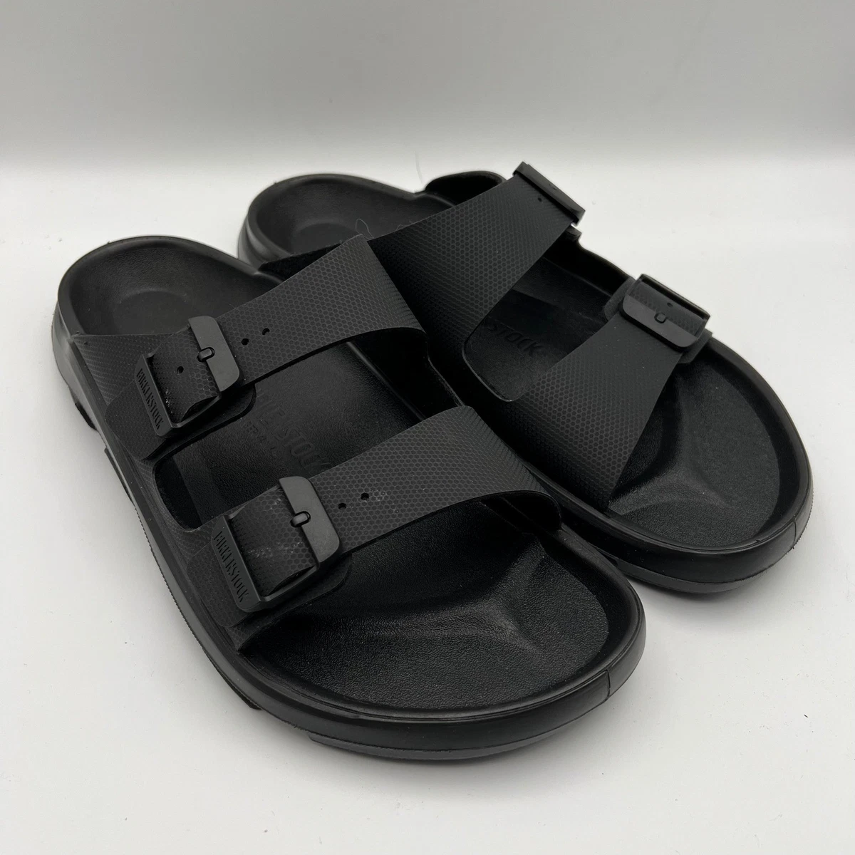 Birkenstock Mens EU 45 US 12-12-5 Black Leather slides sandals w Black Buckles Birkenstock Black Sandals for Men with Strap for sale | eBay main image 3
