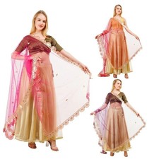 Way2Like Net Dupatta Round Border Scarf Hijab Chunni Wedding Party Wear ForWomen