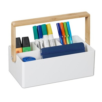 Organizer mit griff Sortierbox aus Kunststoff 4 Fächer Schreibtisch-Organizer