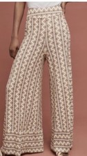 NWT Farm Rio Anthropologie Striped Wide Leg Palazzo Pants Size L High Rise