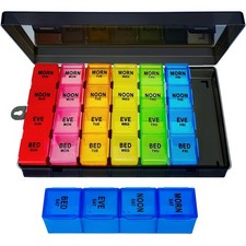 ZVZM Weekly Pill Organizer 4 Times a Day, Large Medicine Organizer, Black