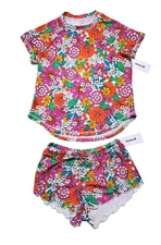 New Hurley Womens Size S Floral Print Short Sleeve Swimsuit