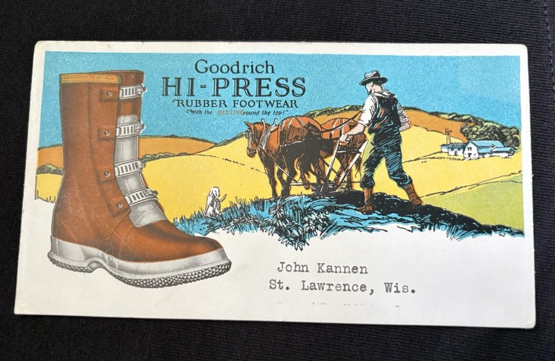 Antique Goodrich Hi-Press Rubber Footwear Ink Blotter St Lawrence WI Farm Scene