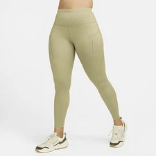 Nike Women's Firm-Support High-Waisted 7/8 Leggings with Pockets Olive Size XS