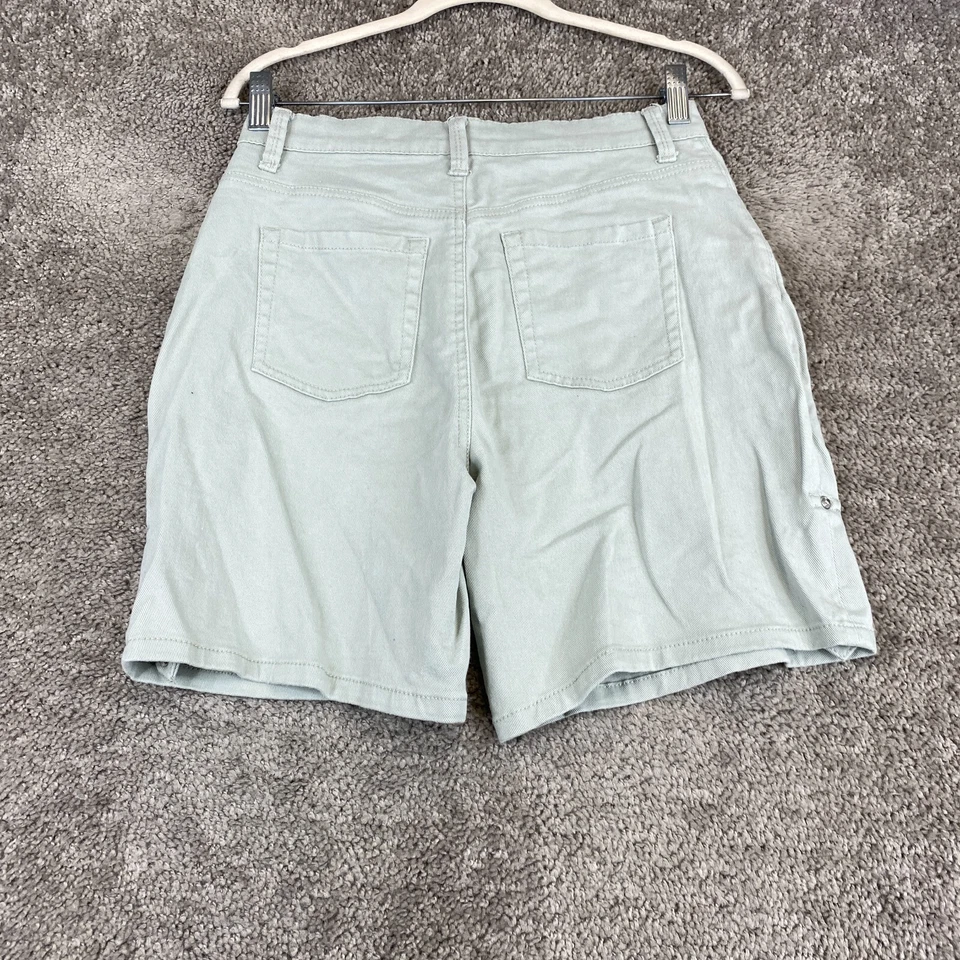 Pantalón corto de mezclilla Gloria Vanderbilt Amanda para mujer talla 4 gris verde tiro medio 5 bolsillos Foto 4 de 4
