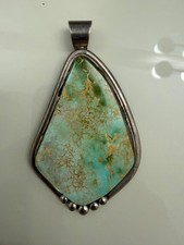 Large Vintage Navajo J PIASO JR Sterling Royston? Turquoise Pendant 55 Grams