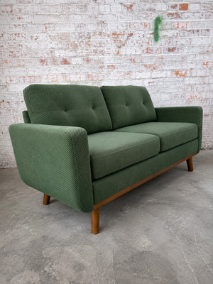 65'' Modern Minimalist Two-Seater Mid-Century Green Fabric Loveseat Sofa Couch