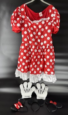 Disney Minnie Mouse 5 Piece Adult XL Costume: Dress, 3 Sets Of Ears, Belt, Hands