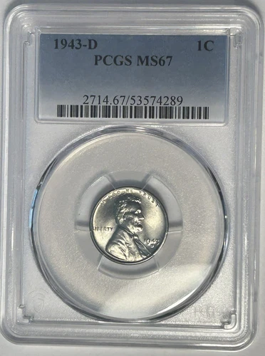 1943 D LINCOLN CENT PCGS MS 67