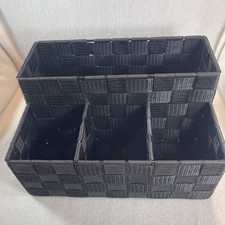 Black Woven 4 Compartment Silverware Storage ...