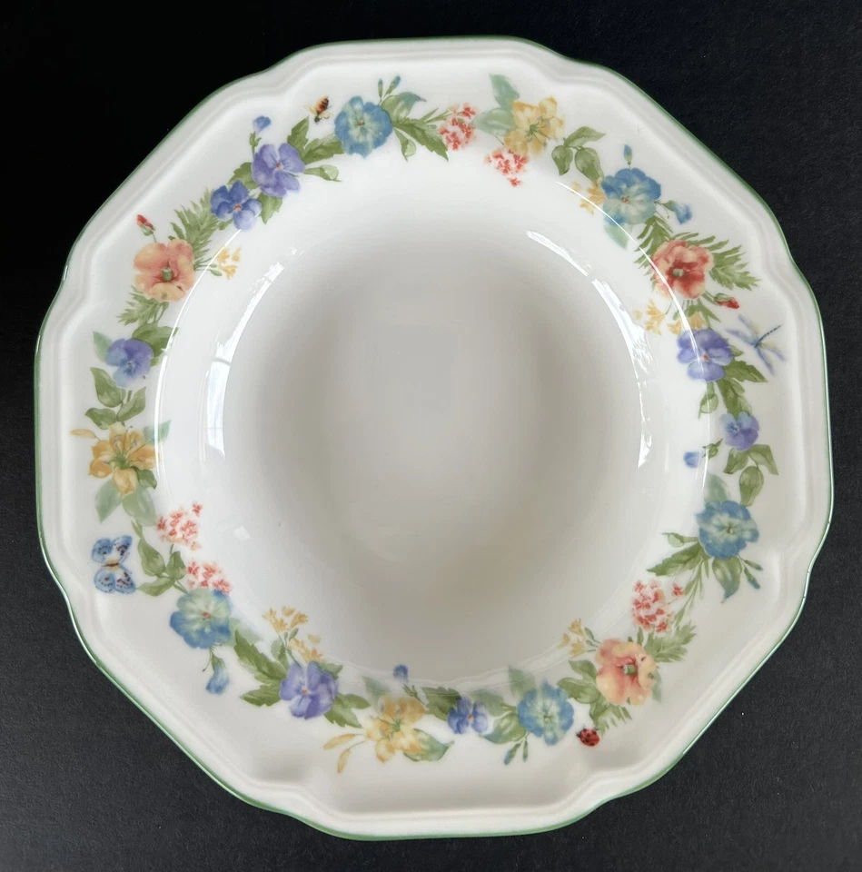 Juego de 11 cuencos de sopa antiguos de porcelana de jardín Mikasa borde ancho 9 1/4" Foto 4 de 4