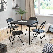 Madison 5 Piece Black Folding Card Table and Chair Set