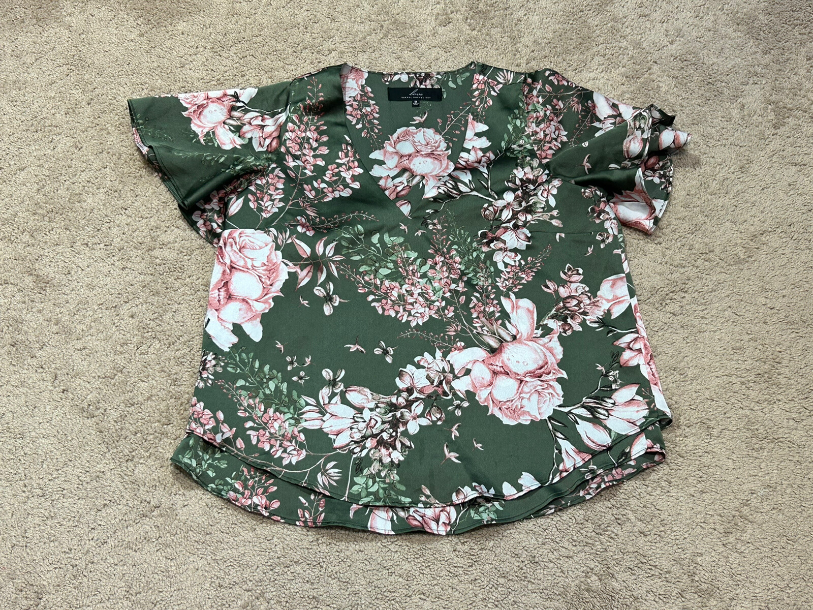 Love Rachel Roy Womens Shirt Size Medium Multicolor Floral Print Flowy Dressy