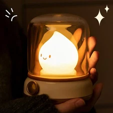 Retro Chibi Flame Night Light with Dimming Feature for Camping Room Decor