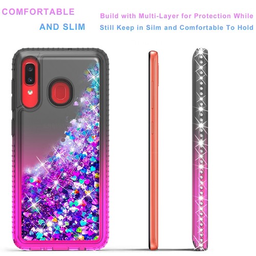 For Samsung Galaxy A20 A30 A50 Case Phone Cover Glitter + Tempered Glass Screen - Picture 35 of 38
