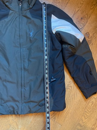 Spyder Jacket Boys XL 16 Black/Gray Insulated Ski Snow Hooded Snowboard Coat - Picture 3 of 13