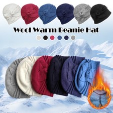 Women's Wool Warm Hat Wool Beanie Winter Wool Beret Cycling Hat