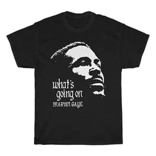 Hot Marvin Gaye What's Going On T-Shirt Cotton Black All Size Shirt THAEB01267