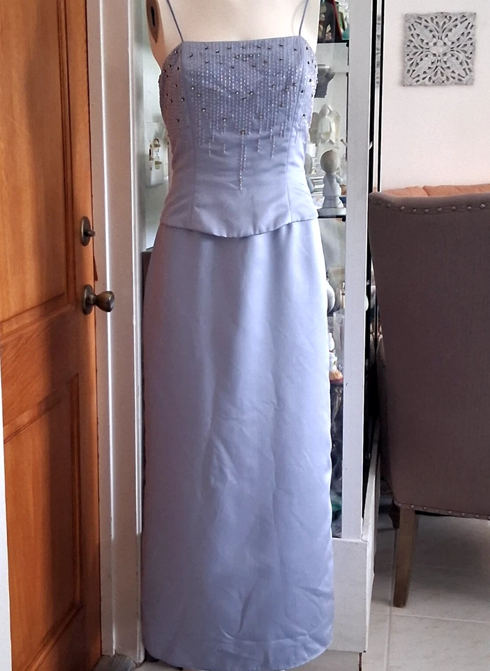 Dave & Johnny By Laura Ryner Dress Corset Rhinestone Sky Blue Long Sz6 Origina💕 - Изображение 2 из 4