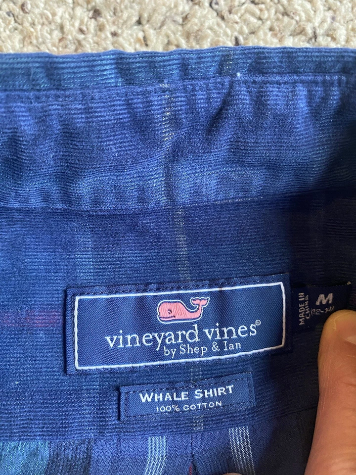 Boys Vineyard Vines Button Down Flannel Shirt Medium Whale Shirt - Image 2 of 4