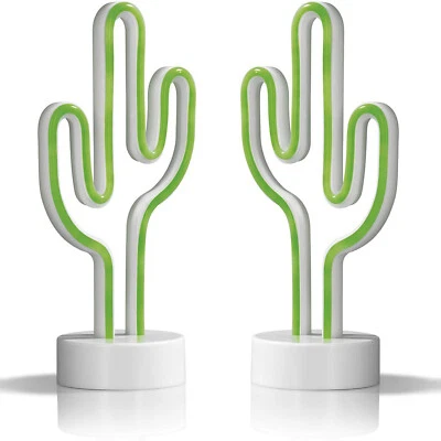 2er Set EASYmaxx Kaktus Dekoleuchte in Neon-Optik LED Kaktuslampe Dekolampe Grün