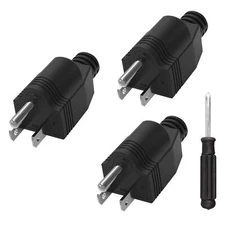 Replacement Plugs, 3 Pack 3 Prong Replacement Plug with 1 Screwdriver, Extension