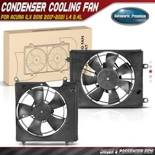 2x Left & Right A/C Condenser Fan Assembly w/ Shroud for Acura ILX 16-21 L4 2.4L
