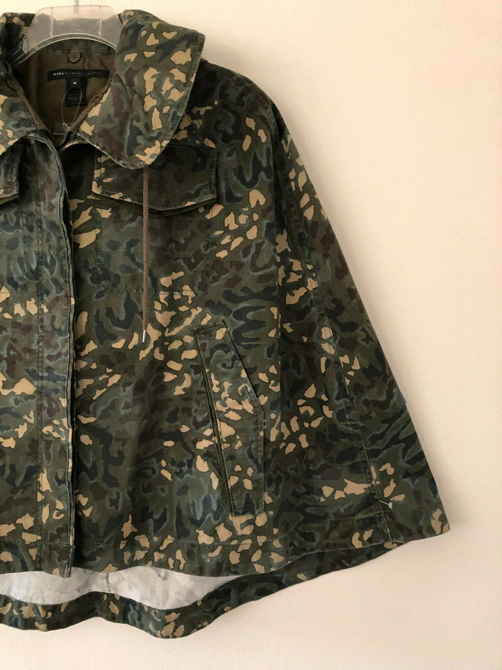 NUEVO Marc by Marc Jacobs Algodón Lona CAPA, PONCHO, Capucha, Azul/Verde/Beige, M Foto 3 de 4