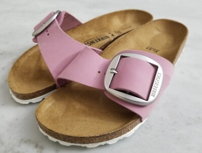 Birkenstock Madrid Big Buckle Orchid Pink Nubuck Slide Sandals Size 37  Narrow