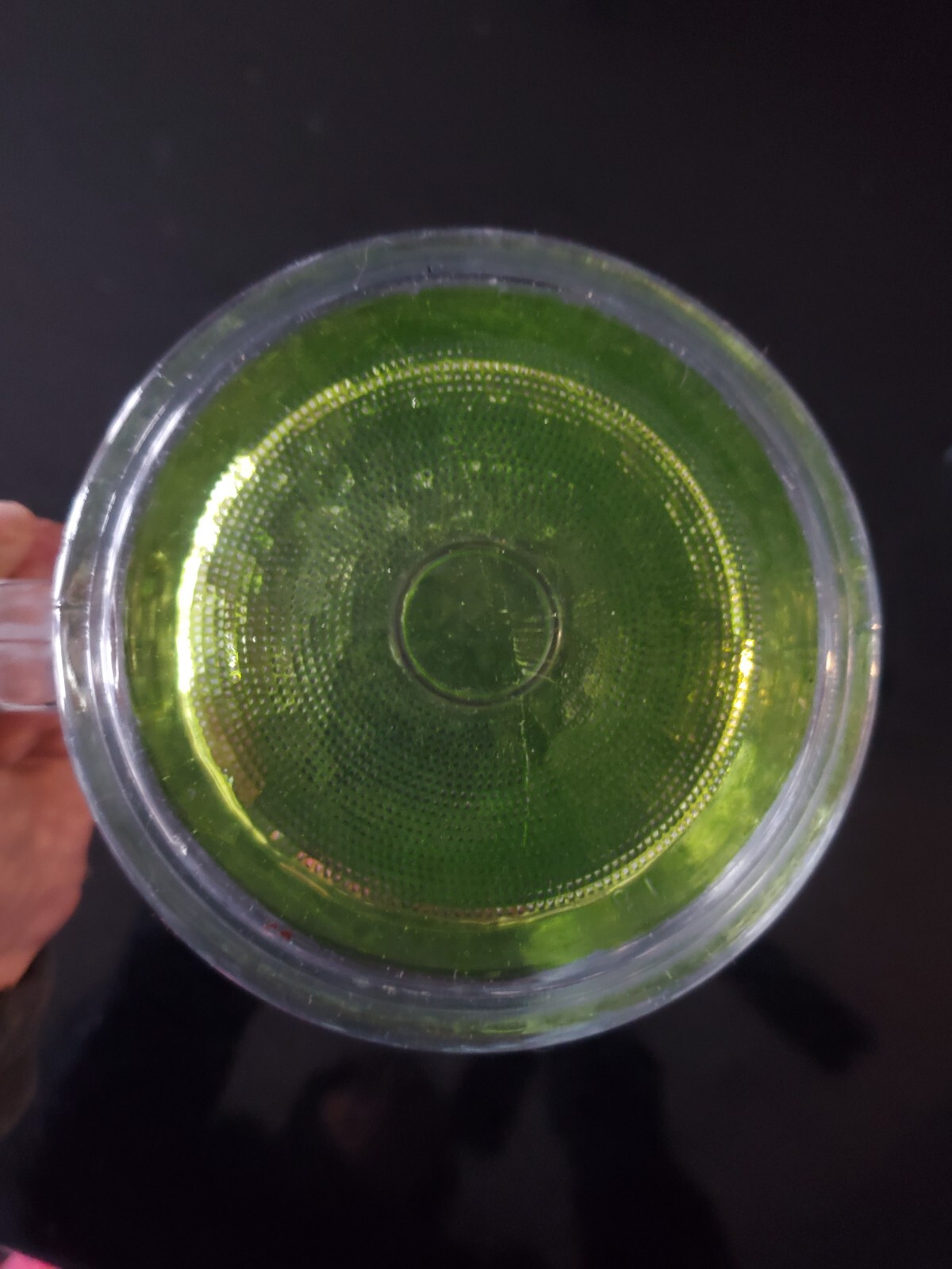 VINTAGE CRISA LARGE 8.75" CLEAR LIME GREEN HAMMERED GLASS PITCHER SQUARE HANDLE