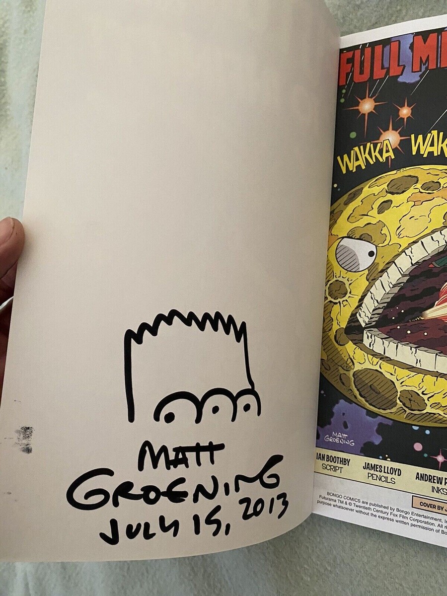 😜 Signed Matt Groening drawing Simpsons w/Business Card Comic Con