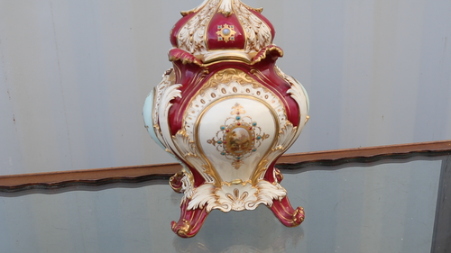 Coalport Jewelled Bome Vase Cover Agate Flared h34cm Circa 1885 - Video 1 of 1